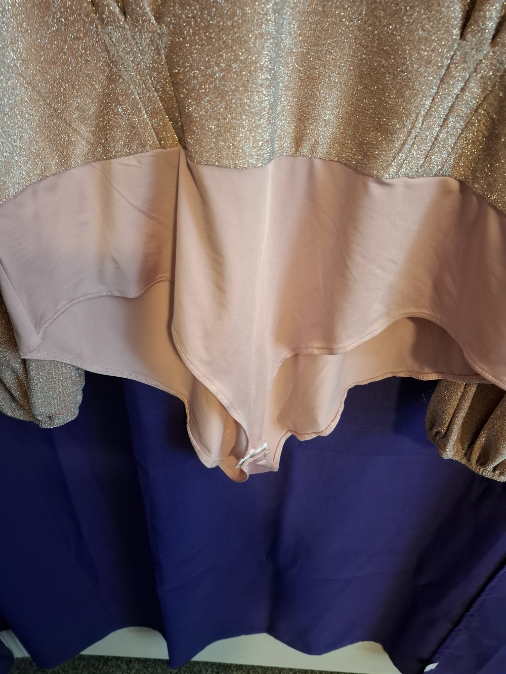 Eloquii Rose Gold Shimmer V-Neck Long-Sleeve Bodysuit - Picture 4 of 4